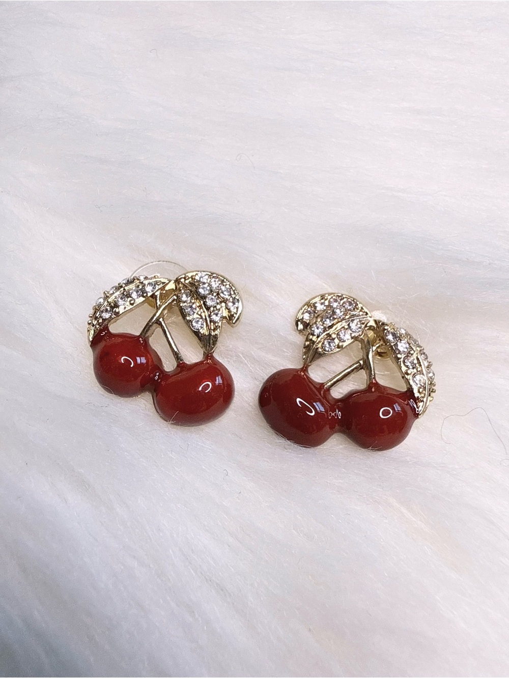 Cherry Stud Earrings Red Cherry Bling Earrings Birthday Gift Summer Vacation